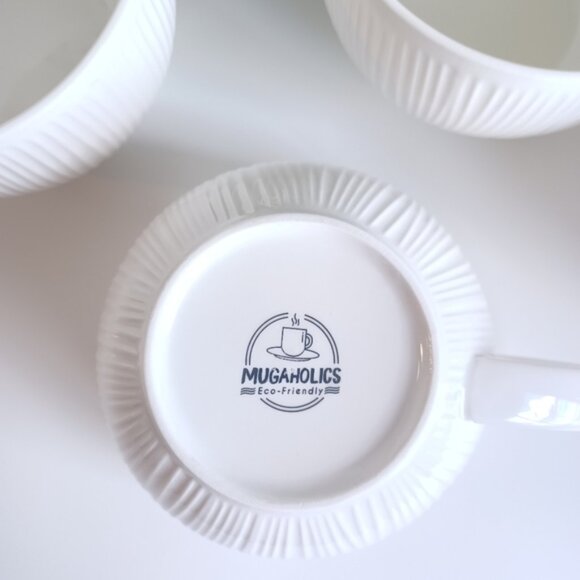 Set of 4 Large Ceramic Soup Mugs | Modern Design | White | Jumbo 1.5 lb Capacity - Picture 2 of 7